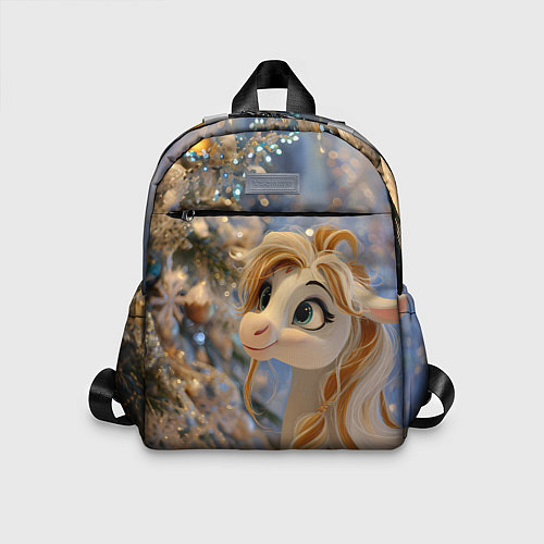 Детский рюкзак Новогодняя лошадка в крапинку / 3D-принт – фото 1