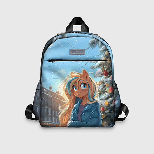 Детский рюкзак Лошадка на новогодней площади / 3D-принт – фото 1