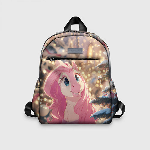 Детский рюкзак Удивленная лошадка - Новый год / 3D-принт – фото 1