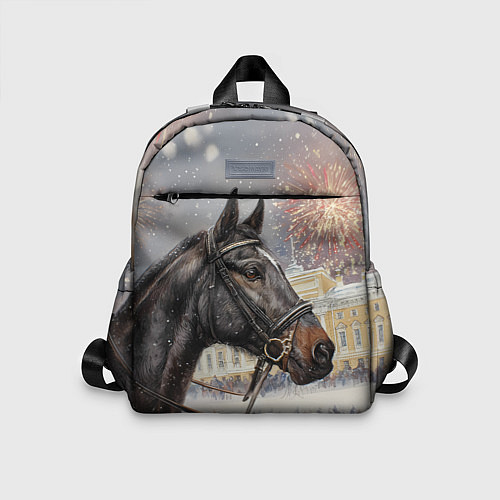 Детский рюкзак Конь на фоне салюта / 3D-принт – фото 1