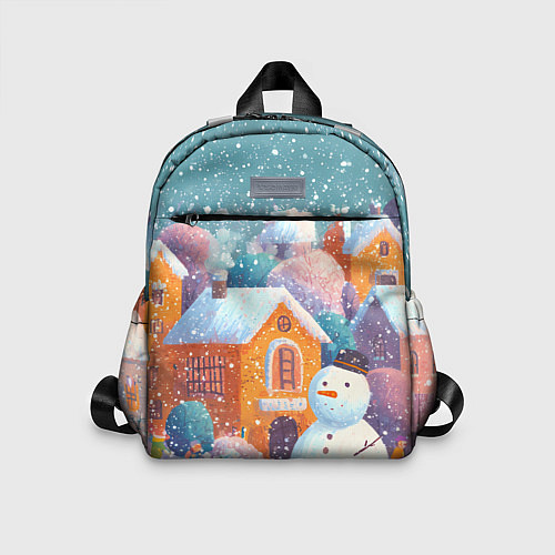 Детский рюкзак Дети во дворе лепят снеговика / 3D-принт – фото 1
