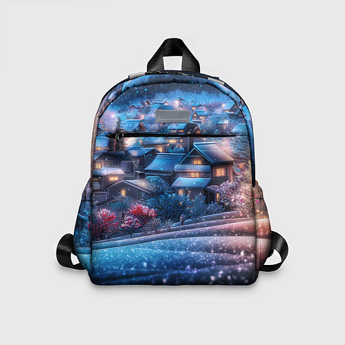 Детский рюкзак Новогодний двор в блестках / 3D-принт – фото 1