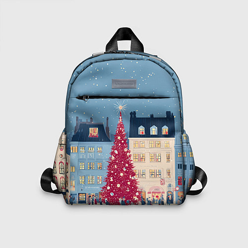 Детский рюкзак Новогоднее гуляние у красной елки / 3D-принт – фото 1