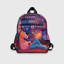 Детский рюкзак Конь в Новогодние праздники у телевизора