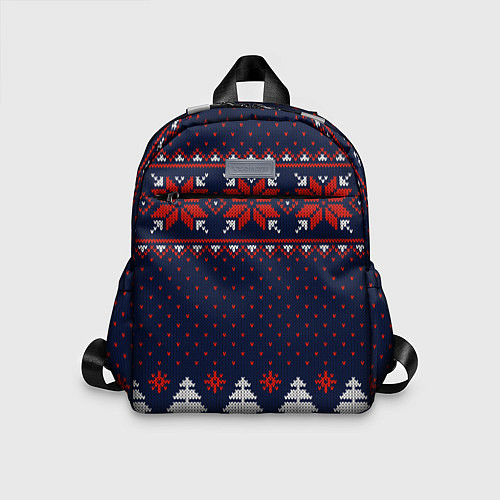 Детский рюкзак Новогодний вязаный узор / 3D-принт – фото 1