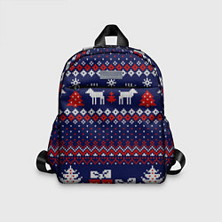 Детский рюкзак Новогодний вязаный паттерн, цвет: 3D-принт