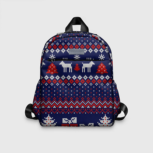Детский рюкзак Новогодний вязаный паттерн / 3D-принт – фото 1