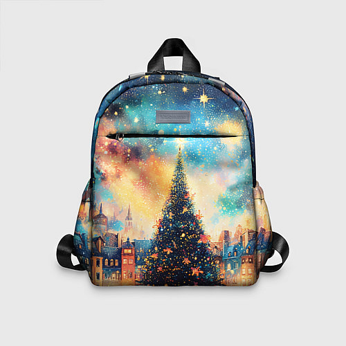 Детский рюкзак Новогодняя елка за городом / 3D-принт – фото 1