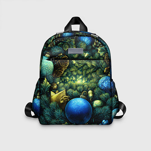 Детский рюкзак Новогодние шарики на елке / 3D-принт – фото 1
