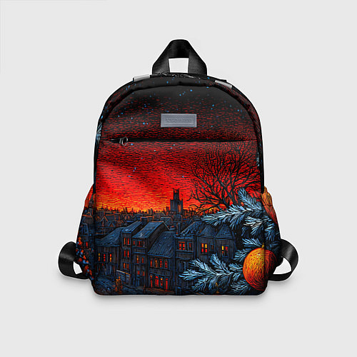 Детский рюкзак Новый год в ночном городе / 3D-принт – фото 1