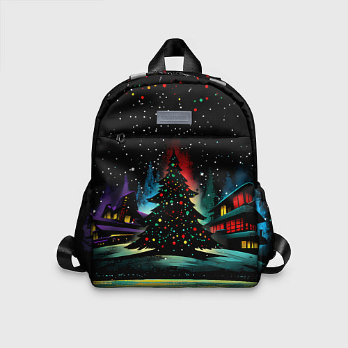 Детский рюкзак Новый год на черном фоне / 3D-принт – фото 1