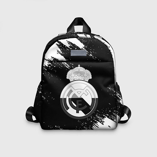 Детский рюкзак Реал Мадрид черно белые краски / 3D-принт – фото 1