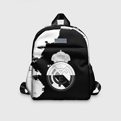 Детский рюкзак Реал Мадрид черно белые краски, цвет: 3D-принт