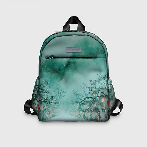 Детский рюкзак Новогодняя туманная улица / 3D-принт – фото 1