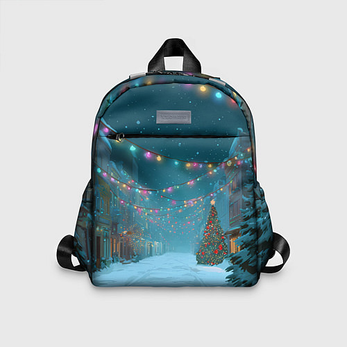 Детский рюкзак Новогодний вечер на улице / 3D-принт – фото 1