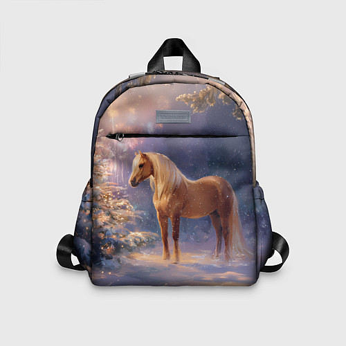 Детский рюкзак Лошадка в новогоднем лесу / 3D-принт – фото 1