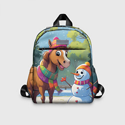 Детский рюкзак Лошадка и снеговик, цвет: 3D-принт