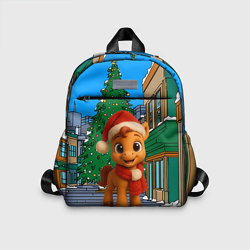 Детский рюкзак Новогодняя лошадка и елка / 3D-принт – фото 1