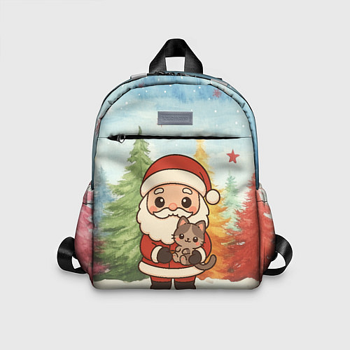 Детский рюкзак Санта с котенком / 3D-принт – фото 1