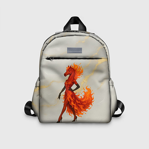 Детский рюкзак Красная огненная лошадка походка по подиуму / 3D-принт – фото 1