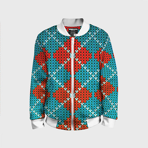 Детский бомбер Knitting pattern / 3D-Белый – фото 1