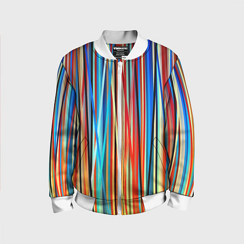 Детский бомбер Colored stripes / 3D-Белый – фото 1