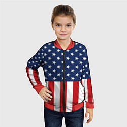 Бомбер детский Флаг США, цвет: 3D-красный — фото 2