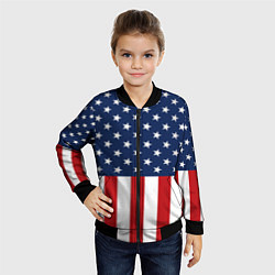 Бомбер детский Флаг США, цвет: 3D-черный — фото 2