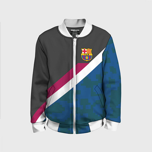 Детский бомбер FC Barcelona: Sport Camo / 3D-Белый – фото 1