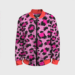 Бомбер детский Розовый леопард, цвет: 3D-красный