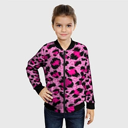 Бомбер детский Розовый леопард, цвет: 3D-черный — фото 2