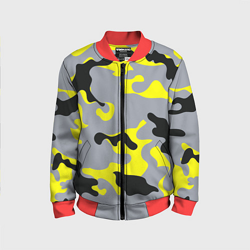 Детский бомбер Yellow & Grey Camouflage / 3D-Красный – фото 1