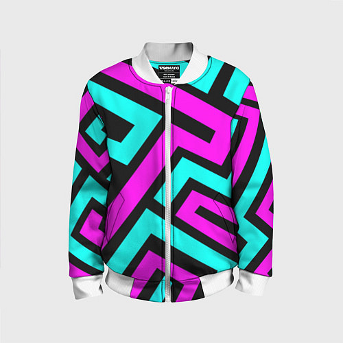 Детский бомбер Maze: Violet & Turquoise / 3D-Белый – фото 1