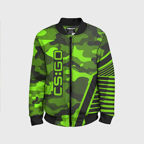 Детский бомбер CS:GO Light Green Camo / 3D-Черный – фото 1