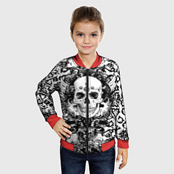 Бомбер детский Grunge Skull, цвет: 3D-красный — фото 2