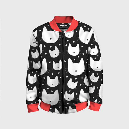 Детский бомбер Love Cats Pattern / 3D-Красный – фото 1