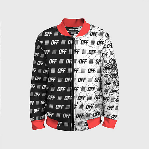 Детский бомбер Off-White: Black & White / 3D-Красный – фото 1