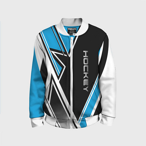 Детский бомбер Hockey black blue white / 3D-Белый – фото 1