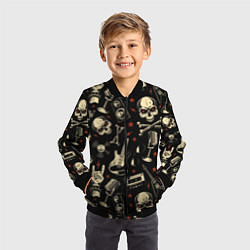Бомбер детский Гранж с черепами, цвет: 3D-черный — фото 2