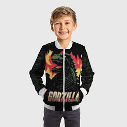 Бомбер детский Flame Godzilla, цвет: 3D-белый — фото 2