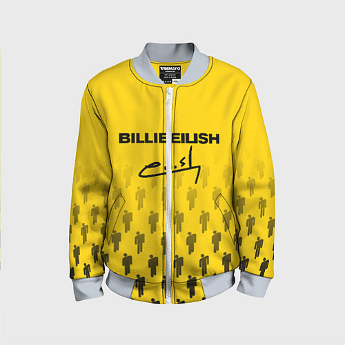 Детский бомбер Billie Eilish: Yellow Autograph / 3D-Серый – фото 1