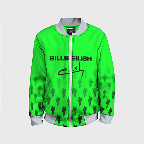 Детский бомбер Billie Eilish: Green Autograph / 3D-Серый – фото 1