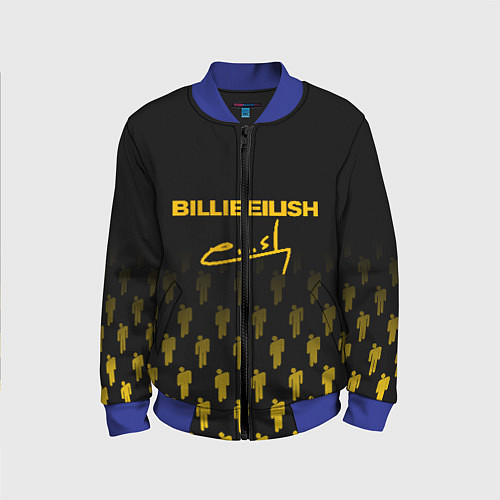 Детский бомбер Billie Eilish: Yellow & Black Autograph / 3D-Синий – фото 1