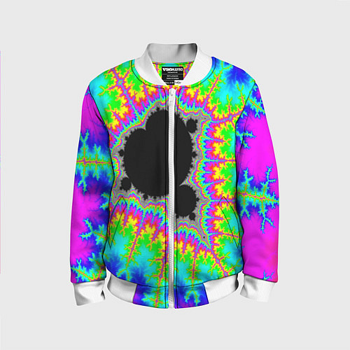 Детский бомбер Фрактальная кислотная черная дыра - множество Манд / 3D-Белый – фото 1