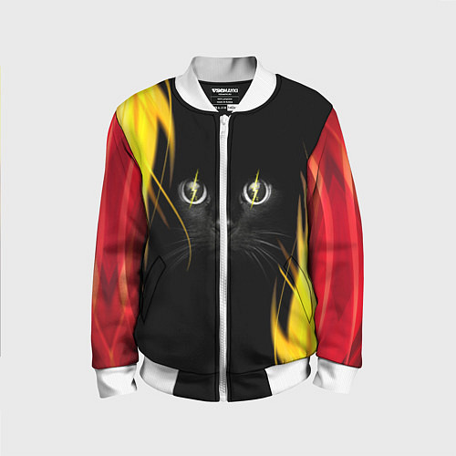 Детский бомбер Грозовой кошак / 3D-Белый – фото 1