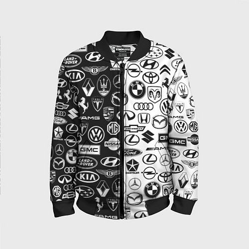 Детский бомбер ЛОГОТИПЫ АВТО / 3D-Черный – фото 1