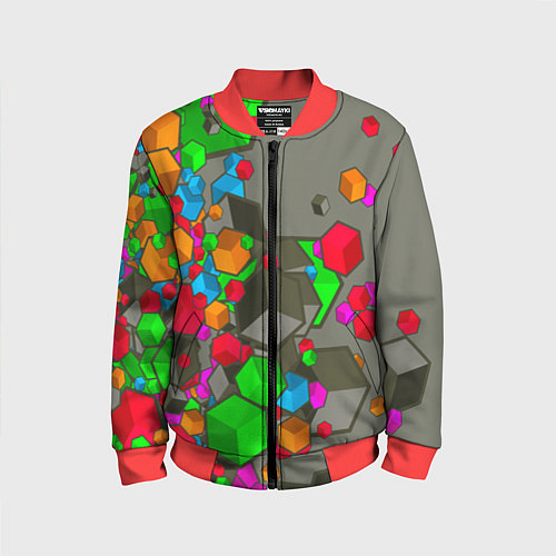 Детский бомбер Кубики / 3D-Красный – фото 1