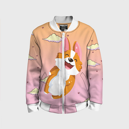 Детский бомбер Милый корги / 3D-Белый – фото 1