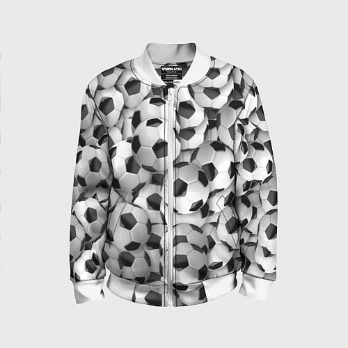Детский бомбер Футбольные мячи много / 3D-Белый – фото 1