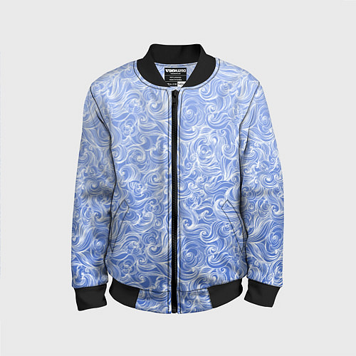 Детский бомбер Волны на голубом фоне / 3D-Черный – фото 1